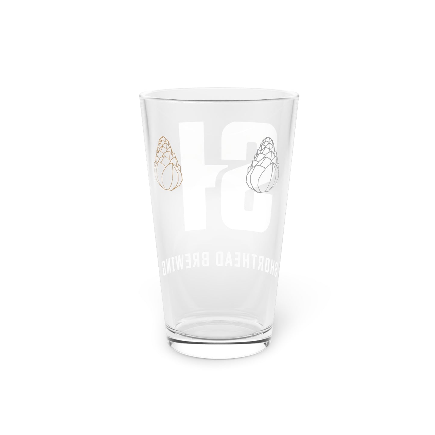 SH letter mark pint glass