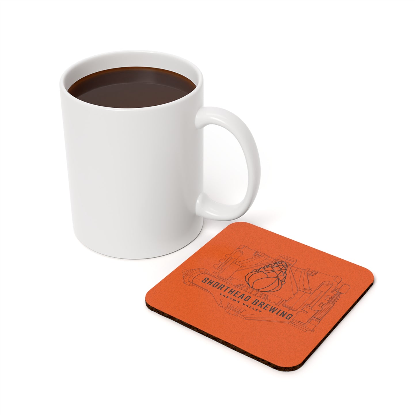 Safety Orange cork back coaster
