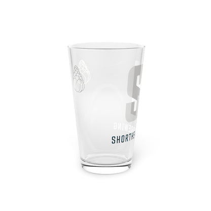 SH letter mark pint glass